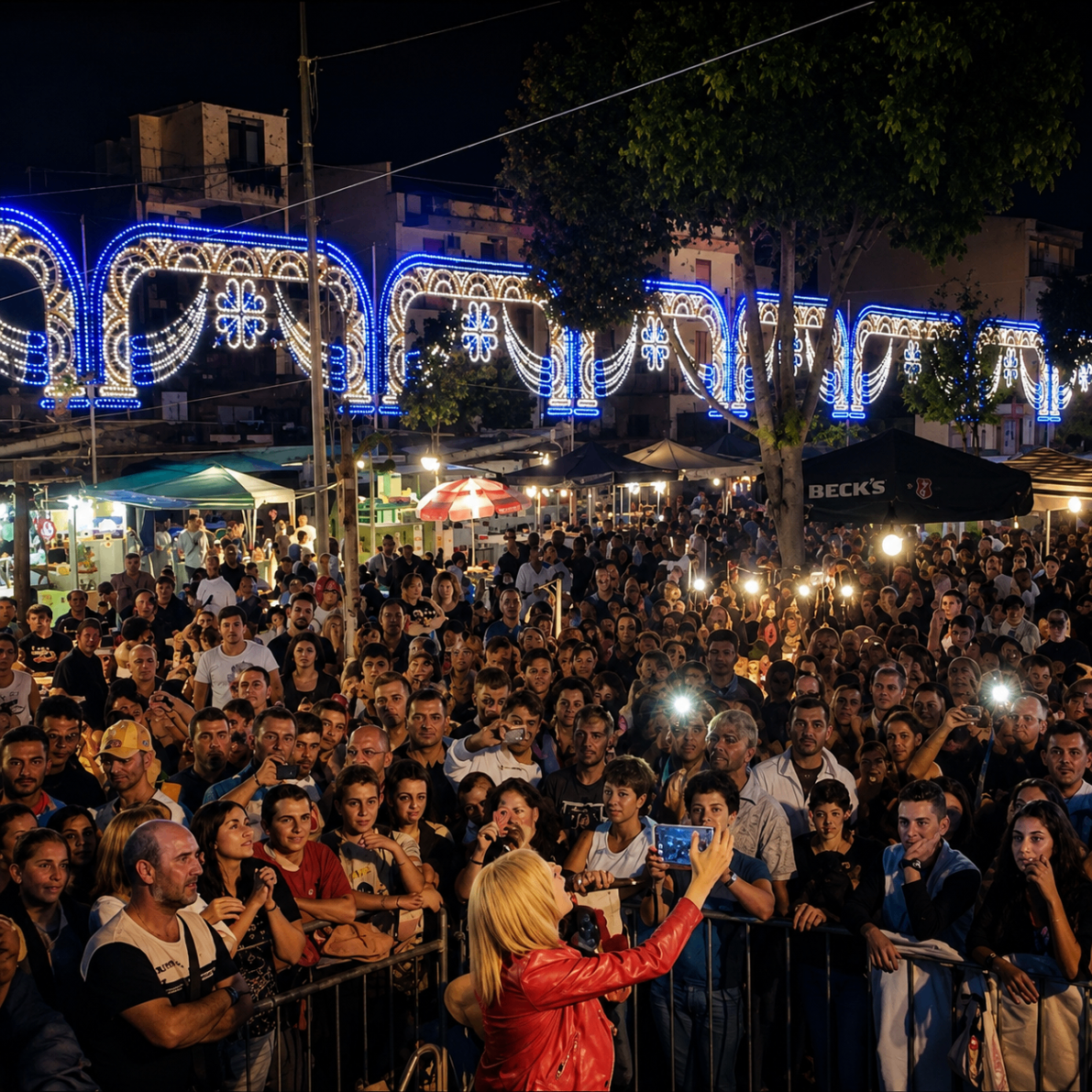 Nino Esposito tra il pubblico durante un evento serale